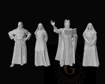 Medieval Clergy and Bishop 28mm