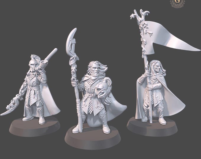 Wood Elf Spearmen Command  28mm 1/56