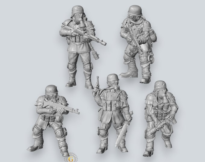 Heretic Infantry X5 28mm Unpainted Resin Miniatures Grimdark Wargame RPG D&D