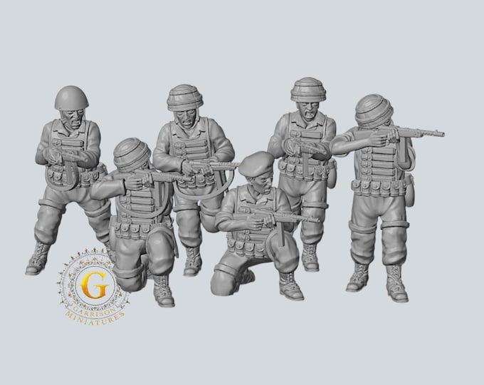 Italian Folgore Paratroops SMGs X6 28mm & 20mm WW2 Unpainted Resin Figures