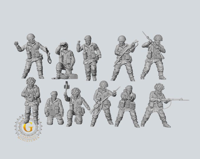 British Red Devils Paratroops X11 28mm & 20mm WW2 Unpainted Resin Miniatures