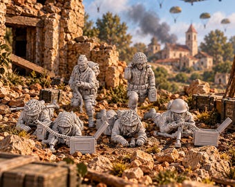 US Airborne LMGs X6 20mm 8mm WW2 Unpainted Resin Wargame Miniatures