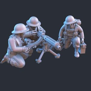 WW2 British Army MMG Team ideal Bolt Action 28mm 1/56 Wargames and Collectors Figures by Kyoushuneko for Garrison Miniatures