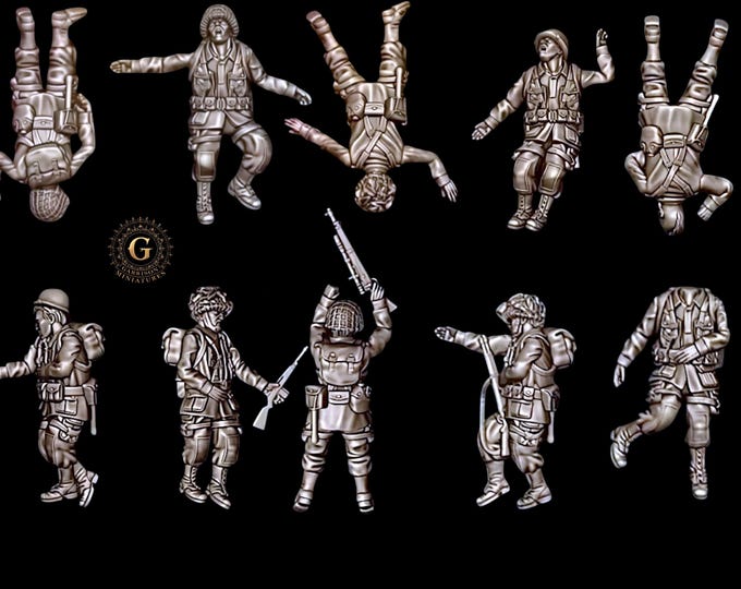 WW2 US Airborne Casualties X10 1/72 20mm Unpainted Wargames Collector Figures by 3D Breed for Garrison Miniatures