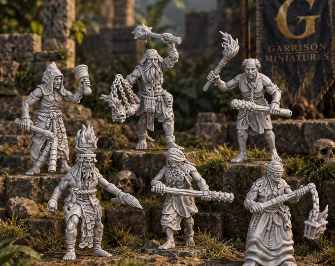 Flagellants X6 32mm or 28mm Grimdark Unpainted Resin Wargame Miniatures