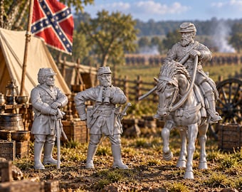 Stonewall Jackson and Officers: 28mm ACW Wargame & Display Miniatures
