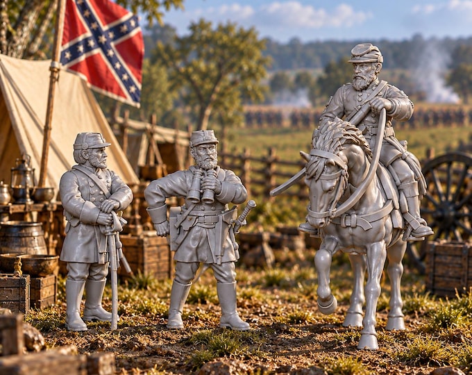 Stonewall Jackson and Officers: 28mm ACW Wargame & Display Miniatures