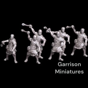 Ancient Roman Accensi Slingers X6 Saga Carthage Hail Caesar 28mm 1/56 Unpainted Wargames Collectors Figures by RW for Garrison Miniatures