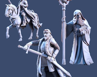 King Arvelon Foot/Mounted and Malion the Mystic-Numenor MESBG LoTR 28mm 1/56 Wargames and Collectors Figures by PGEO for Garrison Miniatures