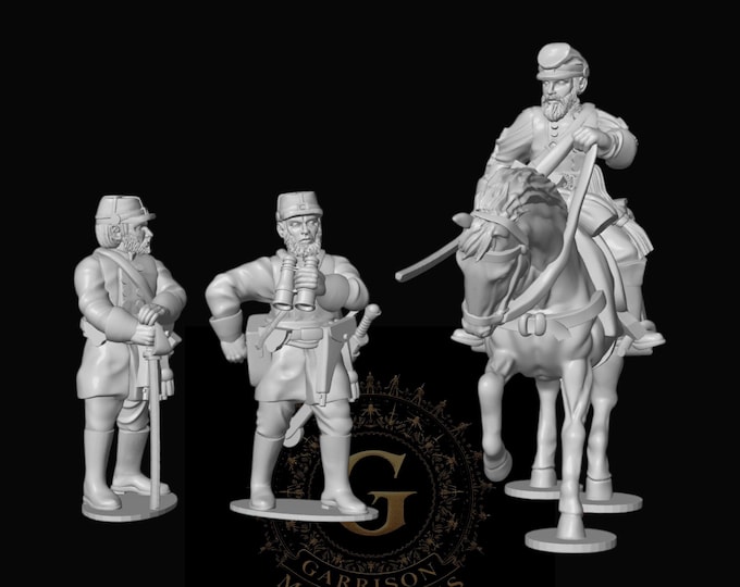 Stonewall Jackson and Officers: 28mm ACW Wargame & Display Miniatures