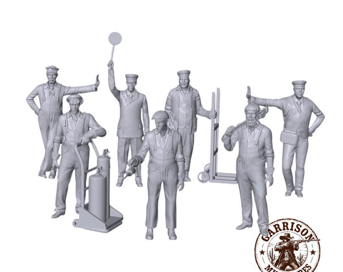 HO Scale Wild West 1/87 Unpainted Resin Railway Workers Miniatures Train Layout