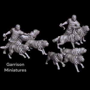 Ancient Roman Molossus Warhounds Saga Carthage Hail Caesar 28mm 1/56 Unpainted Wargames Collectors Figures by RW for Garrison Miniatures