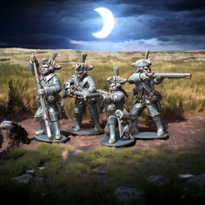 American War of Independence Hessian Dragoons on Foot 28mm 1/56 Wargames and Collectors Figures by BattleCat for Garrison Miniatures