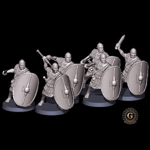 Late Roman Legionary Unit X6 Figures Saga Carthage Hail Caesar 28mm 1/56 Unpainted Wargames Collectors Figures by RW for Garrison Miniatures