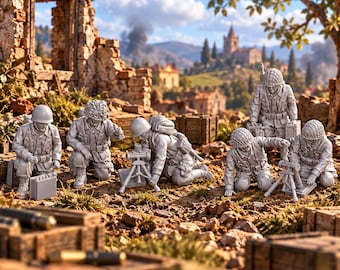 US Airborne Light Mortars 20mm 28mm WW2 Unpainted Resin Wargame Figures