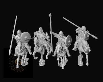 Mounted. Armoured Vendel Warriors Spears X4 28mm