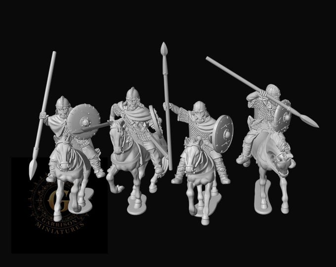 Mounted. Armoured Vendel Warriors Spears X4 28mm