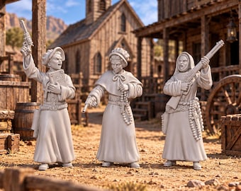 Nuns With Guns HO Scale Wild West 1/87 Unpainted Resin Miniatures Train Layout