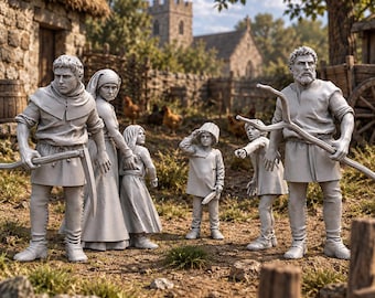 Concerned Family 28mm Medieval Unpainted Resin Wargame Miniatures