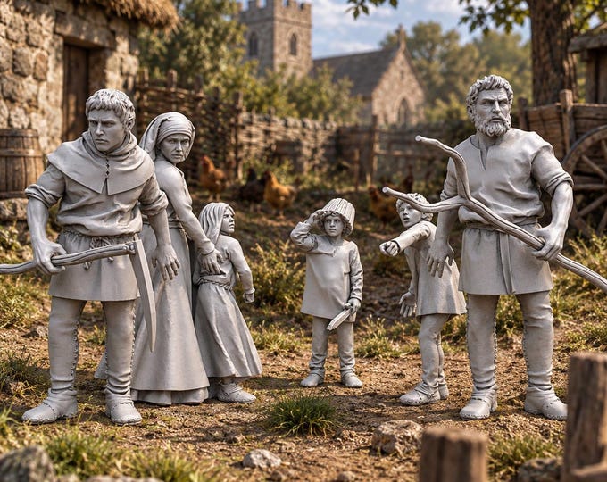Concerned Family 28mm Medieval Unpainted Resin Wargame Miniatures