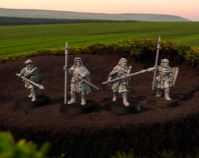 Veterans with Spears & Shields Medieval 28mm 1/56