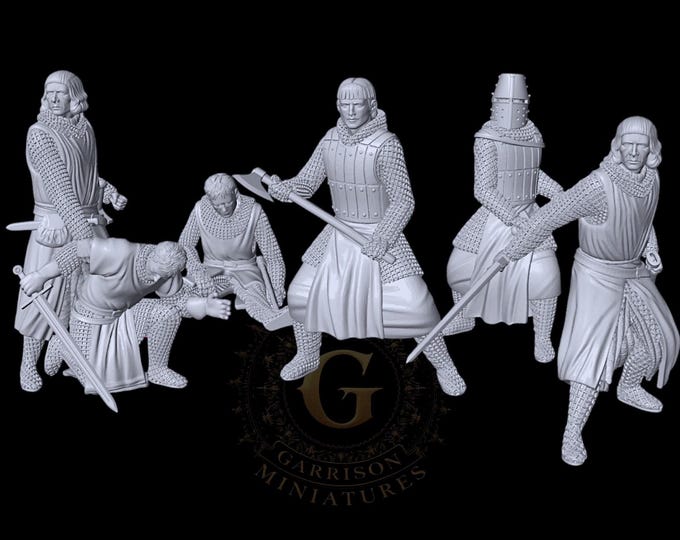 Medieval Crusader Knights in Battle - 28mm (1/56) Wargames & Display Miniatures