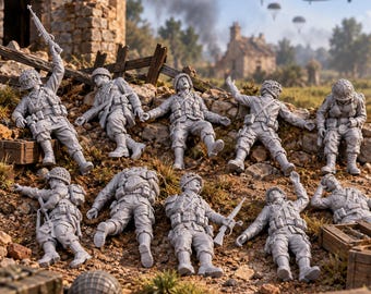 US Airborne Casualties: 20mm 28mm WW2 Unpainted Resin Wargame Miniatures