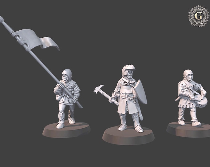 14th Century Infantry Command 28mm 1/56