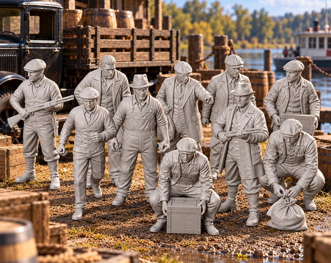Bootleggers x10 HO Scale 1/87 Model Railroad Railway Figures