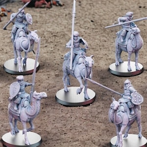 Easterling /Arabic Camel Riders with Spears 28mm 1/56 Wargames and Collectors Figures by Kyoushuneko for Garrison Miniatures