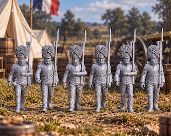 French Old Guard Grenadiers in Campaign Dress 28mm Napoleonic Unpainted Resin Wargame Figures