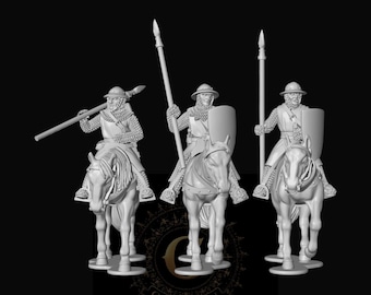 Mounted Medieval Sergeants Spears  28mm