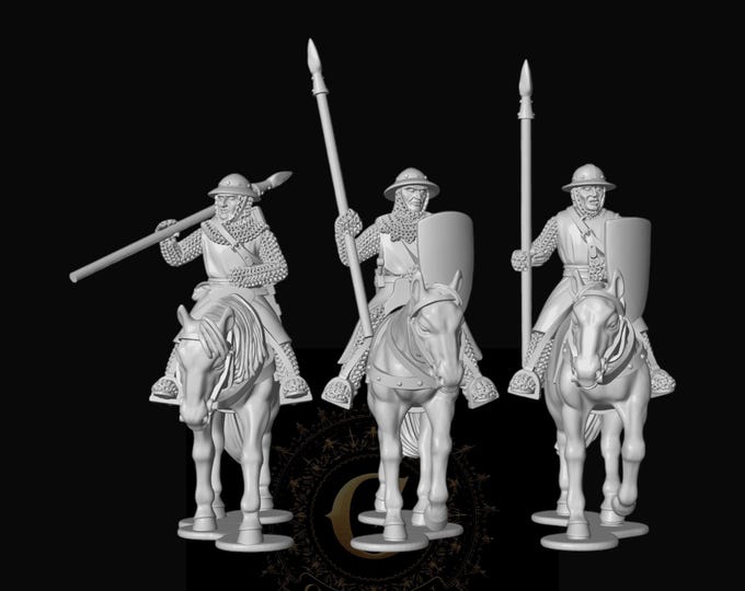 Mounted Medieval Sergeants Spears  28mm