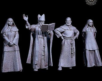 Medieval Clergy and Bishop 28mm 1/56
