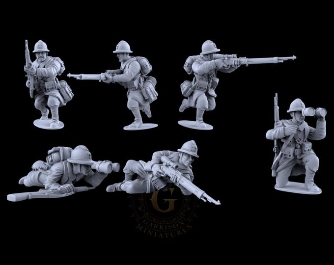 WW2 French Infantry Snipers x6 28mm 1/56