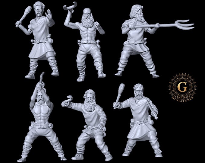 Peasant Levy with Rudimentary Weapons 28mm 1/56