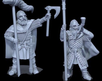 Saxon Banner Bearer and Hornblower. 28mm 1/56