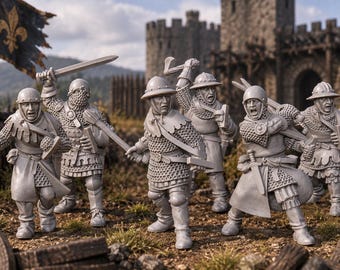 Men-at-Arms with  Hand Weapons 28mm Medieval Unpainted Resin Wargame Miniatures