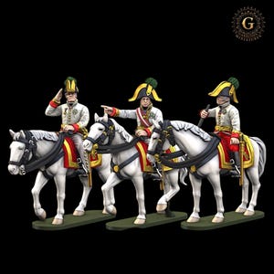 Napoleonic Austrian Cavalry Officers/ADC 3x UNPAINTED Figures 28mm 1/56 Wargames Collectors Figures by Garrison Miniatures