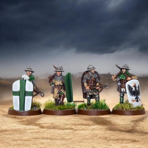 Genoese Crossbowmen Set 2 28mm 1/56 Unpainted Wargames and Collectors Figures by Medbury Miniatures for Garrison Miniatures