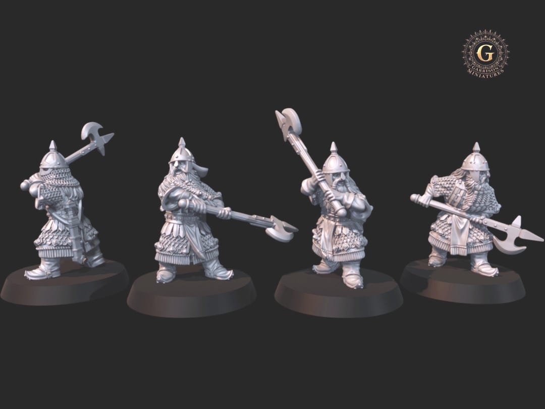 Dwarf Warriors With Polearms X4 :28mm Fantasy Wargame & Display ...
