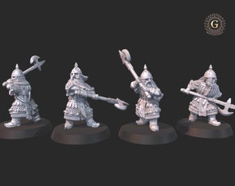 Dwarf Warriors with Polearms, 28mm 1/56