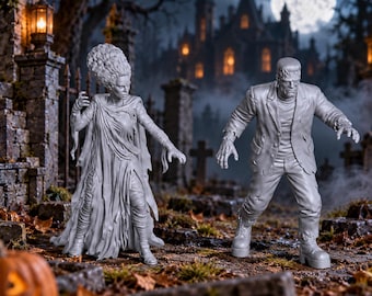 The Frankensteins - 54mm Unpainted Resin Classic Monster Miniatures