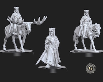 Elven King, 1x Foot & 2x Mounted, 28mm 1/56