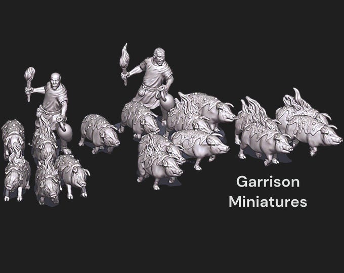 Ancient Roman Incendiary Pigs Unit  28mm 1/56