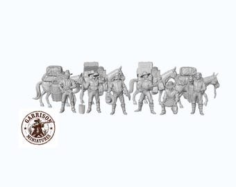 HO Scale Wild West 1/87 Unpainted Resin Prospectors Mule Team Miniatures Train Layout