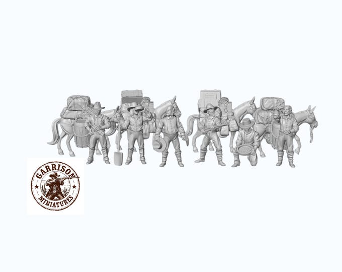 HO Scale Wild West 1/87 Unpainted Resin Prospectors Mule Team Miniatures Train Layout