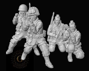 US Airborne Bazookas X4 20mm 15mm 28mm WW2 Unpainted Resin Wargame Figures