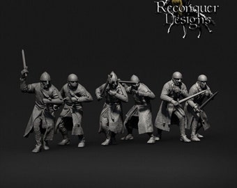 12thC Military Order Knights Sergeants 28mm 1/56