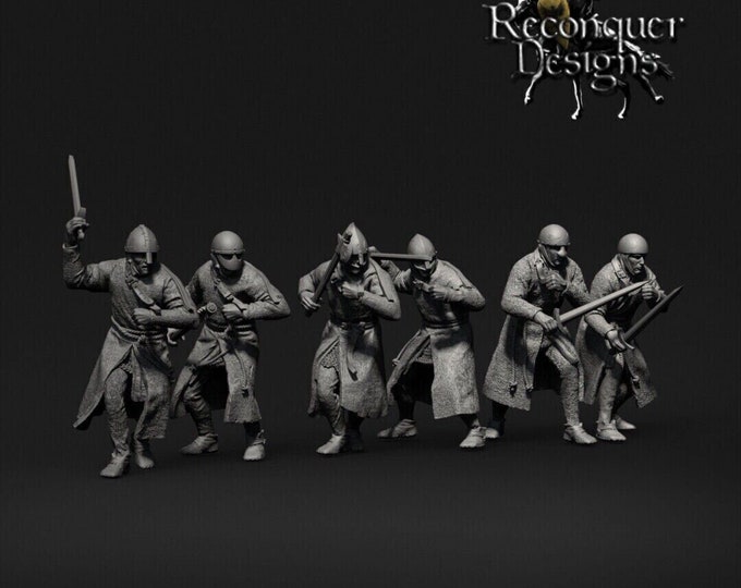 12thC Military Order Knights Sergeants 28mm 1/56